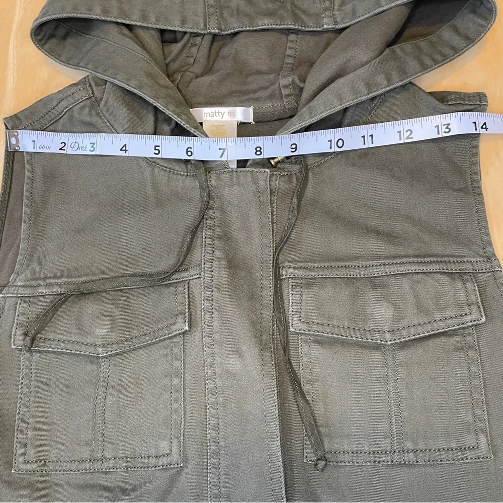 Matty M Cargo Vest - Olive Green - Picture 8 of 10
